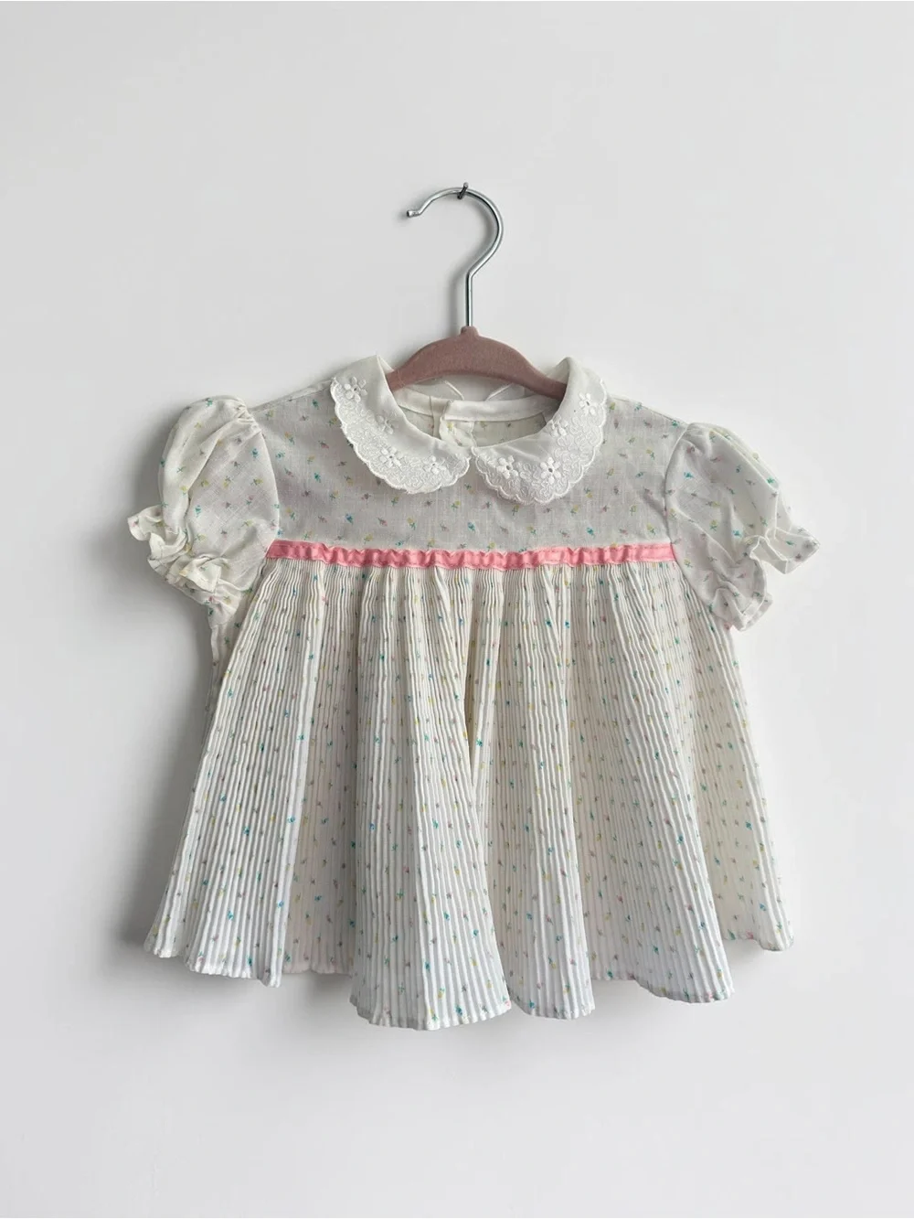 Vintage Roanna Togs Baby Girl Top & Bloomers 18M Floral Lace Peter Pan Collar